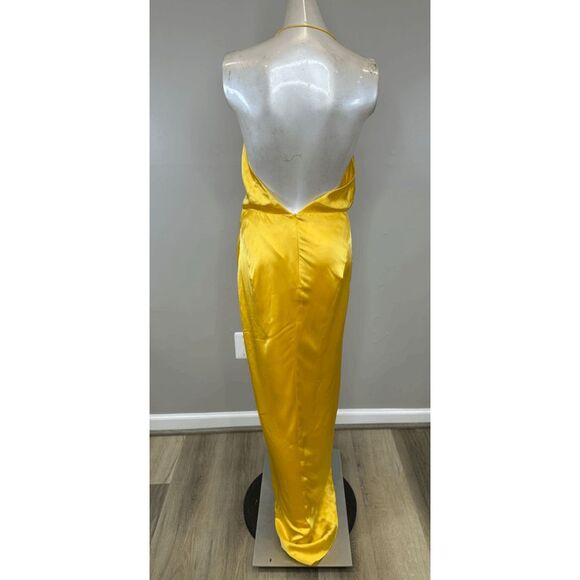The Sei Halter Cowlneck Silk Gown in Canary Size US10 $1127 - Picture 6 of 10